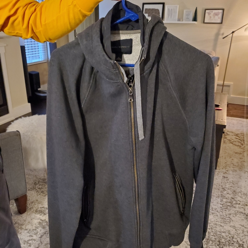 Banana Republic Gray Hooded Jacket Double zipper